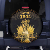 Haitian Negre Marron 1804 Spare Tire Cover Gold Polynesian Pattern - Wonder Print Shop