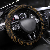 Haitian Negre Marron 1804 Steering Wheel Cover Gold Polynesian Pattern - Wonder Print Shop