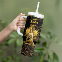 Haitian Negre Marron 1804 Tumbler With Handle Gold Polynesian Pattern - Wonder Print Shop