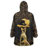 Haitian Negre Marron 1804 Wearable Blanket Hoodie Gold Polynesian Pattern - Wonder Print Shop