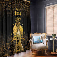 Haitian Negre Marron 1804 Window Curtain Gold Polynesian Pattern - Wonder Print Shop