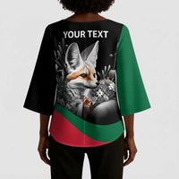 Personalized Algeria Kimono Sleeve Blouse Algerian Flag With a Fennec Fox - Wonder Print Shop