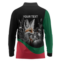 Personalized Algeria Long Sleeve Polo Shirt Algerian Flag With a Fennec Fox - Wonder Print Shop