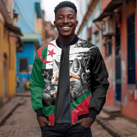 Personalized Algeria Sleeve Zip Bomber Jacket Algerian Flag With a Fennec Fox - Wonder Print Shop