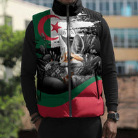 Personalized Algeria Sleeveless Puffer Jacket Algerian Flag With a Fennec Fox - Wonder Print Shop
