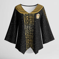 World Football 2026 Egypt Custom Kimono Sleeve Blouse Ancient Egyptian Hieroglyphs - Wonder Print Shop