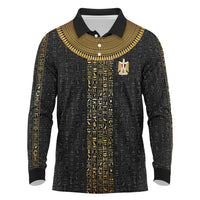 World Football 2026 Egypt Custom Long Sleeve Polo Shirt Ancient Egyptian Hieroglyphs - Wonder Print Shop