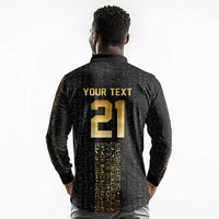 World Football 2026 Egypt Custom Long Sleeve Polo Shirt Ancient Egyptian Hieroglyphs - Wonder Print Shop