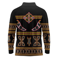 Bamenda Toghu Long Sleeve Polo Shirt Traditional Attire Pattern