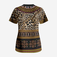 Cameroon Cheetah Toghu Pattern Scrub Top