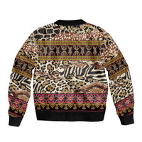 Cameroon Toghu Sleeve Zip Bomber Jacket Wild Animal Skins Seamless Pattern