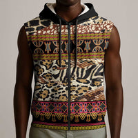 Cameroon Toghu Sleeveless Zip Hoodie Wild Animal Skins Seamless Pattern