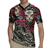 Personalized Japanese Kitsune Mask Rugby Jersey With Polynesian Arty Style - Wonder Print Shop