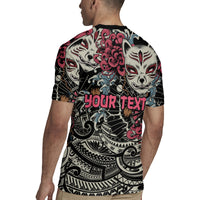 Personalized Japanese Kitsune Mask Rugby Jersey With Polynesian Arty Style - Wonder Print Shop