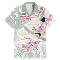 Personalized Japanese Shirasagi Bird Family Matching Mermaid Dress and Hawaiian Shirt Sakura and Hibiscus Polynesian Pattern LT9 - Wonder Print Shop