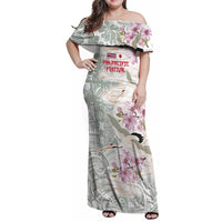 Personalized Japanese Shirasagi Bird Family Matching Off Shoulder Maxi Dress and Hawaiian Shirt Sakura and Hibiscus Polynesian Pattern LT9 - Wonder Print Shop