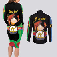 Personalized Eritrea Maelti Siwuat Couples Matching Long Sleeve Bodycon Dress and Long Sleeve Button Shirt Shida Shoes Glory To Our Martyrs Eritrea LT9 - Wonder Print Shop