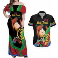 Personalized Eritrea Maelti Siwuat Couples Matching Off Shoulder Maxi Dress and Hawaiian Shirt Shida Shoes Glory To Our Martyrs Eritrea LT9 - Wonder Print Shop