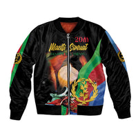 Personalized Eritrea Maelti Siwuat Sleeve Zip Bomber Jacket Shida Shoes Glory To Our Martyrs Eritrea - Wonder Print Shop