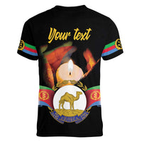 Personalized Eritrea Maelti Siwuat Women V-Neck T-Shirt Shida Shoes Glory To Our Martyrs Eritrea - Wonder Print Shop