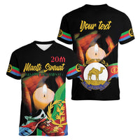 Personalized Eritrea Maelti Siwuat Women V-Neck T-Shirt Shida Shoes Glory To Our Martyrs Eritrea - Wonder Print Shop