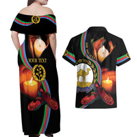 Personalized Eritrea Maelti Siwuat Couples Matching Off Shoulder Maxi Dress and Hawaiian Shirt Candle Vigil Glory To Our Martyrs Eritrea LT9 - Wonder Print Shop