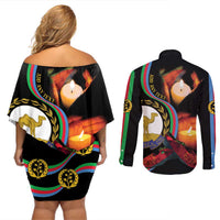 Personalized Eritrea Maelti Siwuat Couples Matching Off Shoulder Short Dress and Long Sleeve Button Shirt Candle Vigil Glory To Our Martyrs Eritrea LT9 - Wonder Print Shop