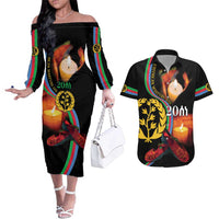 Personalized Eritrea Maelti Siwuat Couples Matching Off The Shoulder Long Sleeve Dress and Hawaiian Shirt Candle Vigil Glory To Our Martyrs Eritrea LT9 - Wonder Print Shop