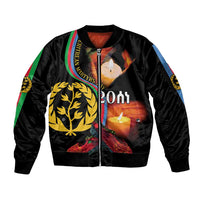 Personalized Eritrea Maelti Siwuat Sleeve Zip Bomber Jacket Candle Vigil Glory To Our Martyrs Eritrea - Wonder Print Shop