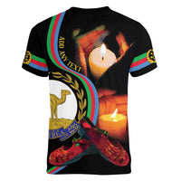 Personalized Eritrea Maelti Siwuat Women V-Neck T-Shirt Candle Vigil Glory To Our Martyrs Eritrea - Wonder Print Shop