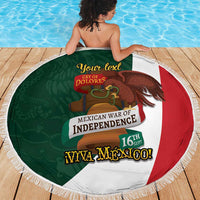iViva Mexico Hidalgos Bell Personalized Beach Blanket Mexican Independence Day Fiesta - Wonder Print Shop