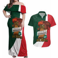 iViva Mexico Hidalgos Bell Personalized Couples Matching Off Shoulder Maxi Dress and Hawaiian Shirt Mexican Independence Day Fiesta - Wonder Print Shop