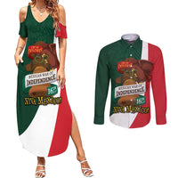 iViva Mexico Hidalgos Bell Personalized Couples Matching Summer Maxi Dress and Long Sleeve Button Shirt Mexican Independence Day Fiesta - Wonder Print Shop