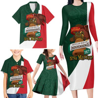 iViva Mexico Hidalgos Bell Personalized Family Matching Long Sleeve Bodycon Dress and Hawaiian Shirt Mexican Independence Day Fiesta - Wonder Print Shop