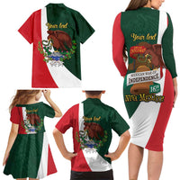 iViva Mexico Hidalgos Bell Personalized Family Matching Long Sleeve Bodycon Dress and Hawaiian Shirt Mexican Independence Day Fiesta - Wonder Print Shop