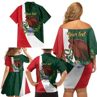 iViva Mexico Hidalgos Bell Personalized Family Matching Off Shoulder Short Dress and Hawaiian Shirt Mexican Independence Day Fiesta - Wonder Print Shop
