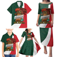 iViva Mexico Hidalgos Bell Personalized Family Matching Puletasi and Hawaiian Shirt Mexican Independence Day Fiesta - Wonder Print Shop