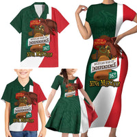 iViva Mexico Hidalgos Bell Personalized Family Matching Short Sleeve Bodycon Dress and Hawaiian Shirt Mexican Independence Day Fiesta - Wonder Print Shop