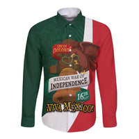 iViva Mexico Hidalgos Bell Personalized Long Sleeve Button Shirt Mexican Independence Day Fiesta - Wonder Print Shop