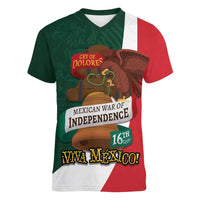 iViva Mexico Hidalgos Bell Personalized Women V-Neck T-Shirt Mexican Independence Day Fiesta - Wonder Print Shop