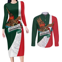 iViva Mexico Eagle Personalized Couples Matching Long Sleeve Bodycon Dress and Long Sleeve Button Shirt Mexican Independence Day Fiesta - Wonder Print Shop