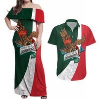 iViva Mexico Eagle Personalized Couples Matching Off Shoulder Maxi Dress and Hawaiian Shirt Mexican Independence Day Fiesta - Wonder Print Shop