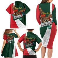 iViva Mexico Eagle Personalized Family Matching Long Sleeve Bodycon Dress and Hawaiian Shirt Mexican Independence Day Fiesta - Wonder Print Shop