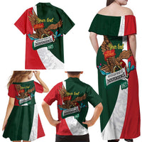 iViva Mexico Eagle Personalized Family Matching Off Shoulder Maxi Dress and Hawaiian Shirt Mexican Independence Day Fiesta - Wonder Print Shop