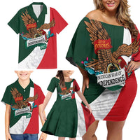 iViva Mexico Eagle Personalized Family Matching Off Shoulder Short Dress and Hawaiian Shirt Mexican Independence Day Fiesta - Wonder Print Shop