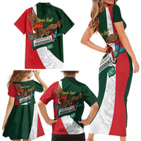 iViva Mexico Eagle Personalized Family Matching Short Sleeve Bodycon Dress and Hawaiian Shirt Mexican Independence Day Fiesta - Wonder Print Shop