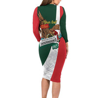 iViva Mexico Eagle Personalized Long Sleeve Bodycon Dress Mexican Independence Day Fiesta - Wonder Print Shop