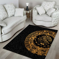 Mexican Aztec Area Rug Golden Coat of Arm - Wonder Print Shop