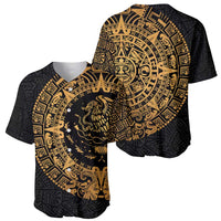 Mexican Aztec Baseball Jersey Golden Coat of Arm - Wonder Print Shop