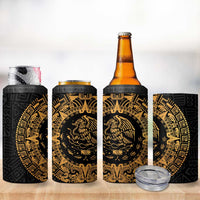 Mexican Aztec 4 in 1 Can Cooler Tumbler Golden Coat of Arm - Wonder Print Shop